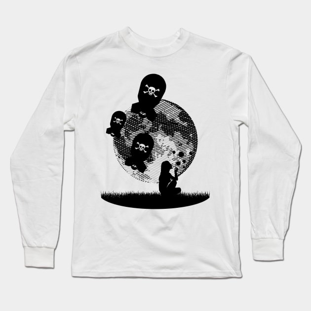 Bubbles and Bombs Away (Etching Sketch) Long Sleeve T-Shirt by KAMonkey